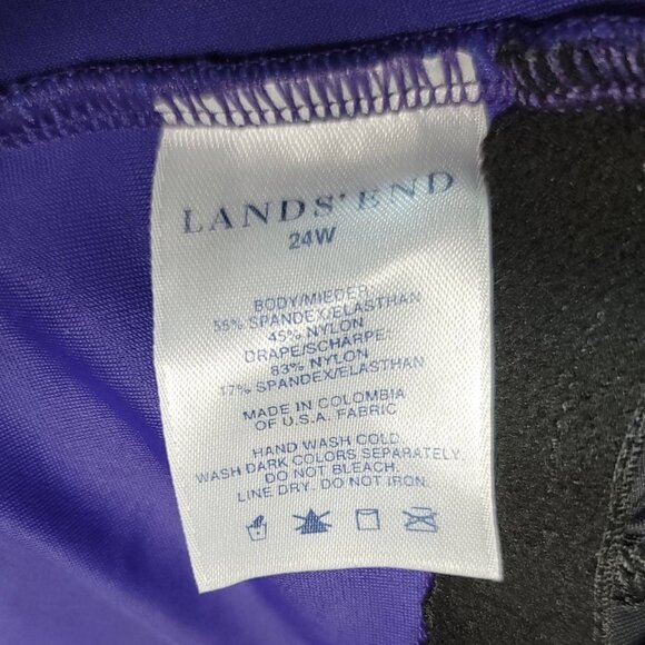 Lands' End Skirted Swimsuit Purple 24W V Neck No Wire Wrap One Piece Slimming - Picture 8 of 8